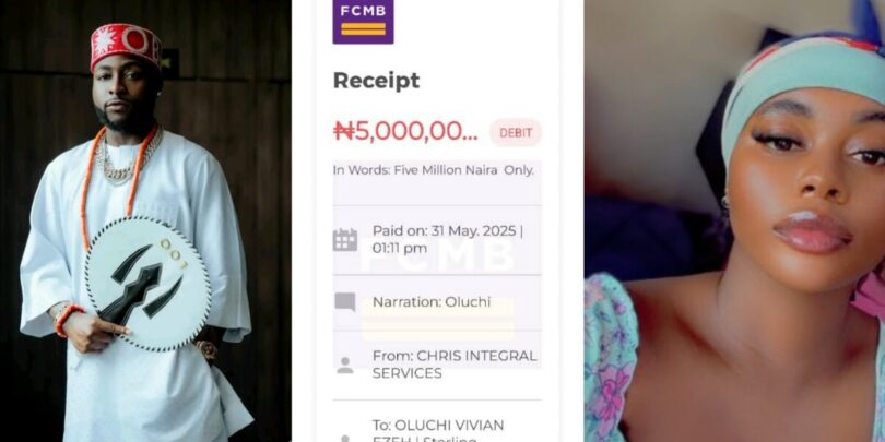 Davido gifts X user N5M