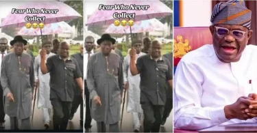 Throwback photo of Wike holding umbrella for Jonathan goes viral