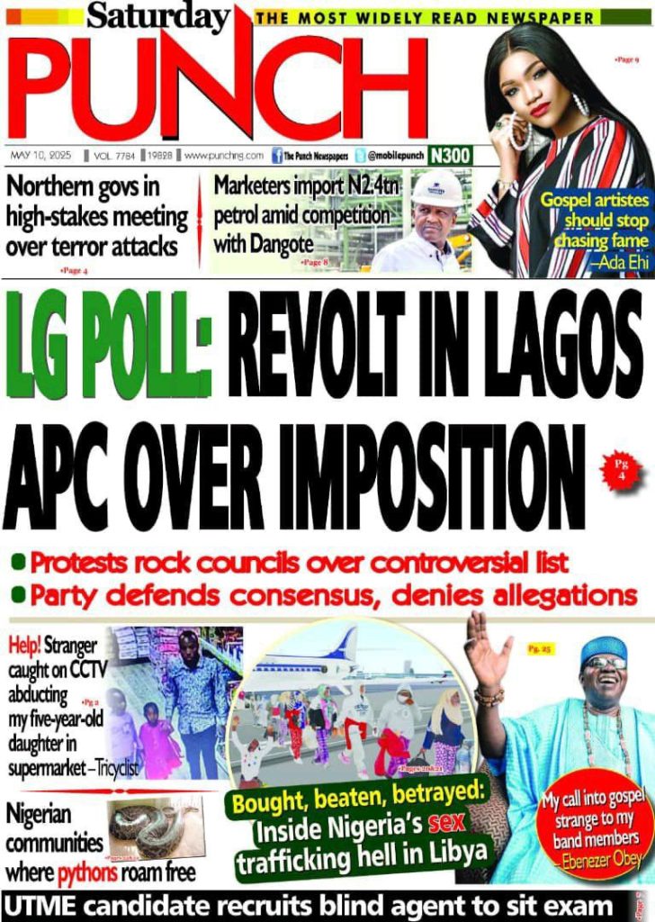 Newspaper Headlines: Revolt in Lagos APC over imposition of candidates for LG poll