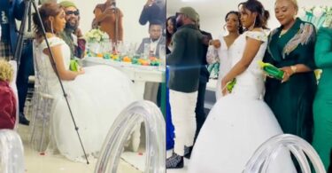 Drama as guest arrives in a dress similar to bride’s wedding gown