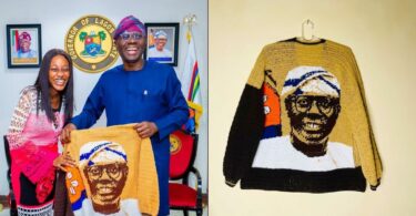 Sanwo-Olu hosts crocheter who spent 168 hours crafting his portrait on sweater