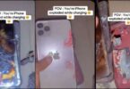 Lady laments as her iPhone explodes while charging