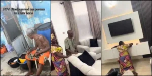 Emotional moment lady ushers her parents into new home
