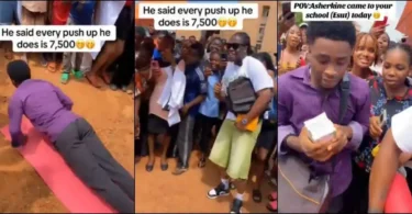 Asherkine gifts student N375K after he did 50 pushups