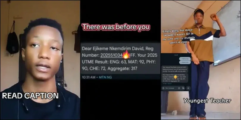 Math teacher who scored 317 in initial JAMB shares updated result after retaking exam