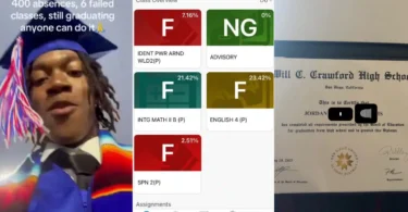 17-year-old celebrates after graduating with 6 Fs and 400 absences