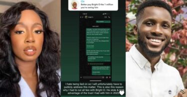 Tbaj calls out BrightO for withholding ₦1M meant for her since 2022