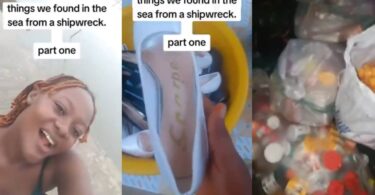 Lady discovers multiple products from shipwreck in sea near her community