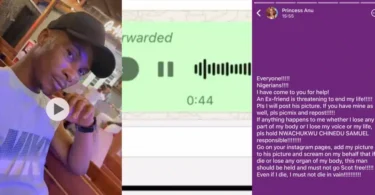 Lady cries out as ex-boyfriend vows to kill her and serve jail time, shares audio proof