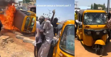 Angry residents attack suspected phone thief, burn tricycle