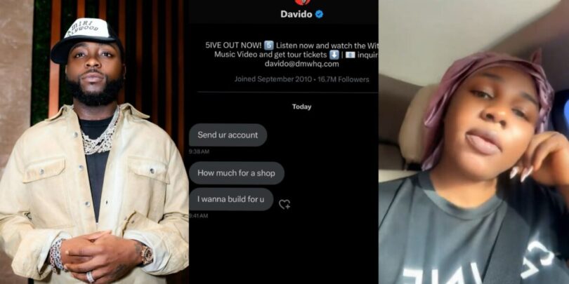 Davido offers to build shop for a female fan