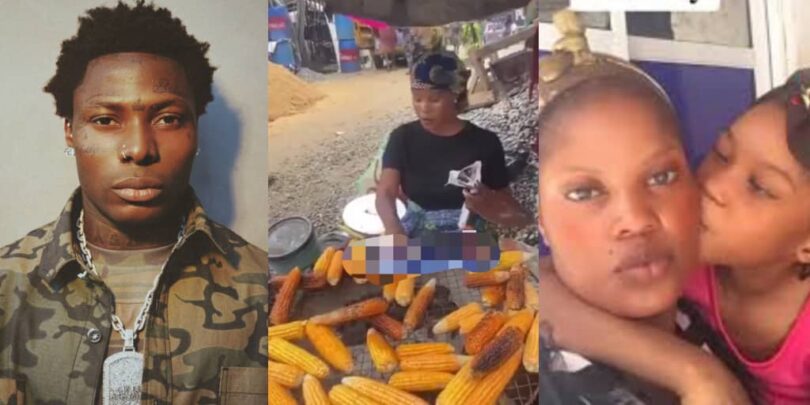 Asake’s baby mama Khadijat spotted selling roasted corn
