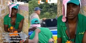 Thief begs Jesus for mercy, sings gospel as residents call police
