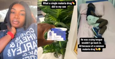 Mother cries out as malaria drug causes son’s tongue to hang out, lands in hospital